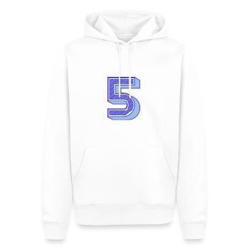 5. 5 YEARS. 5th ANNIVERSARY. 5 YEAR ANNIVERSARY - Men’s Premium Organic Hoodie - white - Front - Nico (187cm)