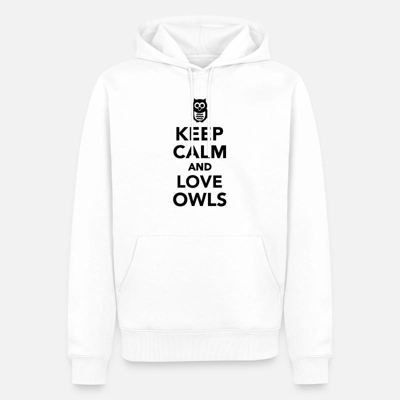 Eule - Männer Premium Bio Hoodie - Weiß