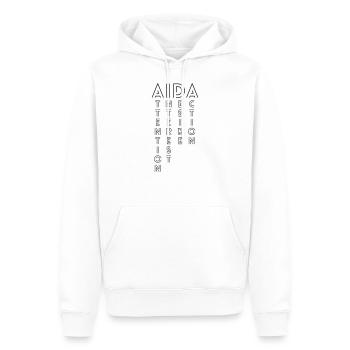 AIDA - Formula Communication Marketing Sales - Sweat à capuche Premium bio Homme - blanc - Devant - Nico (187cm)