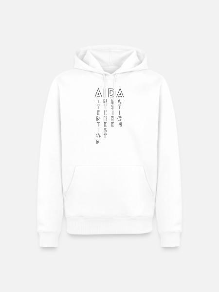 AIDA - Formula Communication Marketing Sales - Sweat à capuche Premium bio Homme - blanc