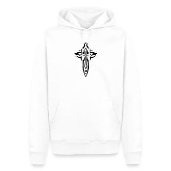 Croix, gothique, crucifix - Sweat à capuche Premium bio Homme - blanc - Devant - Nico (187cm)