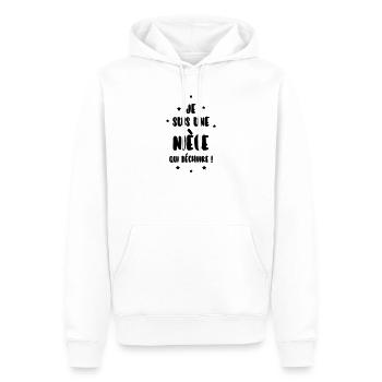 Nièce / Neveu / Oncle / Tante - Sweat à capuche Premium bio Homme - blanc - Devant - Nico (187cm)