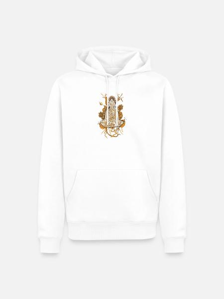 Tranzending Buddha meditating hand-drawn - sepia - Männer Premium Bio Hoodie - Weiß