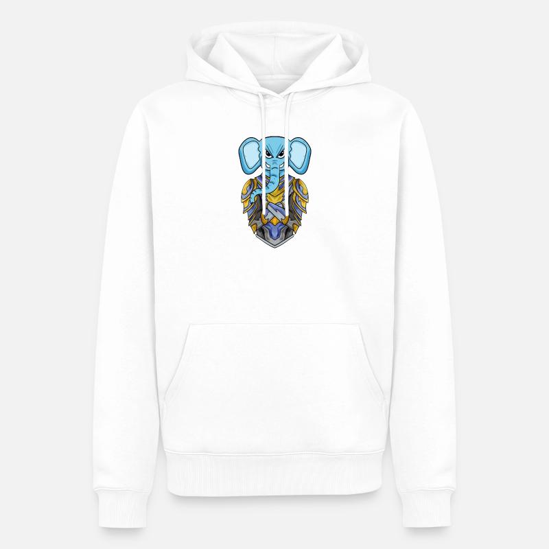 Chevalier éléphant cool - Sweat à capuche Premium bio Homme - blanc