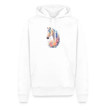 Cheval fleur - Sweat à capuche Premium bio Homme - blanc - Devant - Nico (187cm)