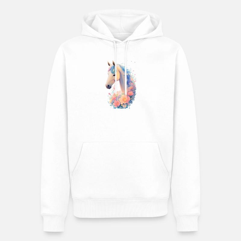 Blütenpferdchen - Männer Premium Bio Hoodie - Weiß