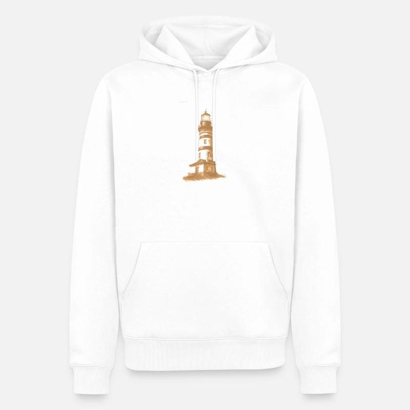 Accent de couleur phare - Sweat à capuche Premium bio Homme - blanc