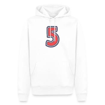 5. 5 YEARS. 5th ANNIVERSARY. 5 YEAR ANNIVERSARY - Men’s Premium Organic Hoodie - white - Front - Nico (187cm)