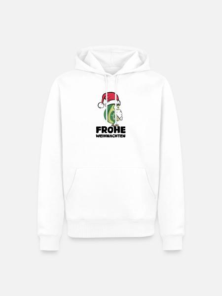 avocado frohe Weihnachten Bart comic cartoon Logo - Männer Premium Bio Hoodie - Weiß