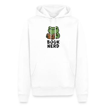 Wise Frog Reading Book Print - Men’s Premium Organic Hoodie - white - Front - Nico (187cm)