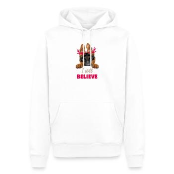 Chien chiot berger allemand avec des cornes - Sweat à capuche Premium bio Homme - blanc - Devant - Nico (187cm)