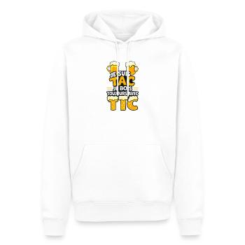 Ich bin TAC Ich trinke immer mit ICT - Männer Premium Bio Hoodie - Weiß - Vorne - Nico (187cm)