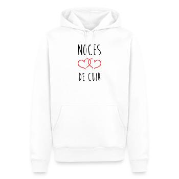 noces de cuir 2 ans d'amour - Sweat à capuche Premium bio Homme - blanc - Devant - Nico (187cm)