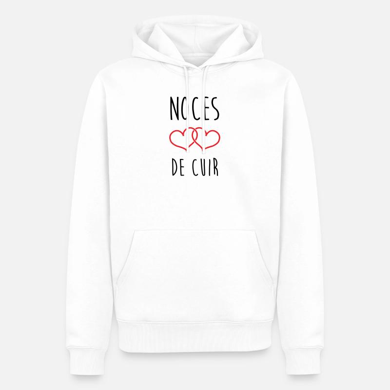 noces de cuir 2 ans d'amour - Sweat à capuche Premium bio Homme - blanc