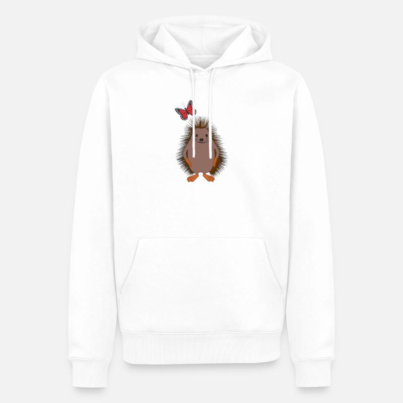 Doux hérisson & papillon – Gentillesse - Sweat à capuche Premium bio Homme - blanc