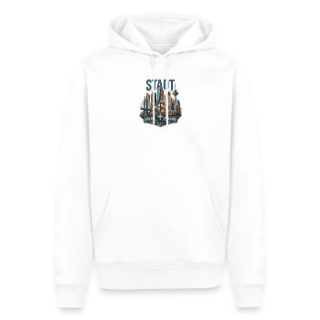 Stadt Dynamik: Kultur & Licht - Männer Premium Bio Hoodie - Weiß - Vorne - Nico (187cm)