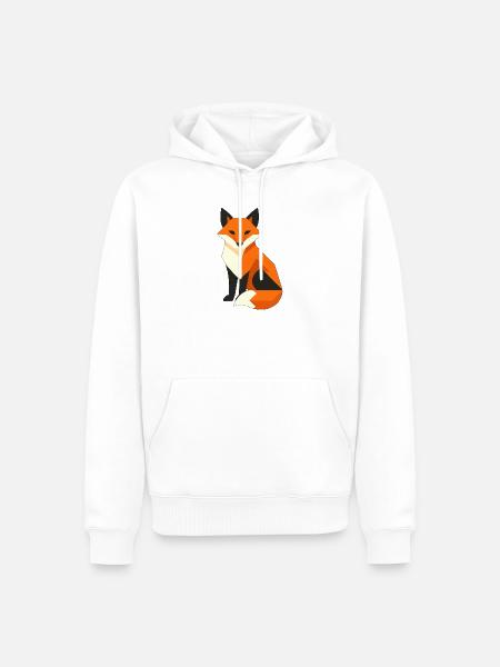 Geometrischer Fuchs – Dark Fox Design - Männer Premium Bio Hoodie - Weiß