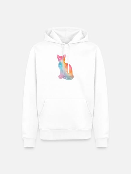 Regenbogenkatze Prisma - Männer Premium Bio Hoodie - Weiß