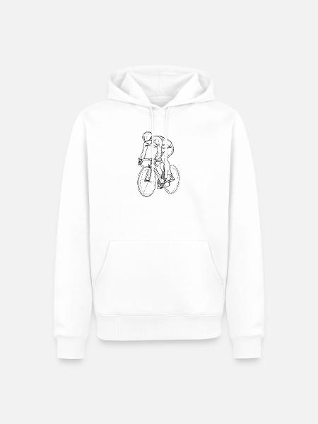 Fahrradfahrer Skizze - Männer Premium Bio Hoodie - Weiß