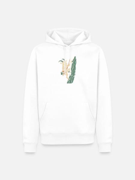 Klettern Ziege an der Felswand Kletterer Herren - Männer Premium Bio Hoodie - Weiß