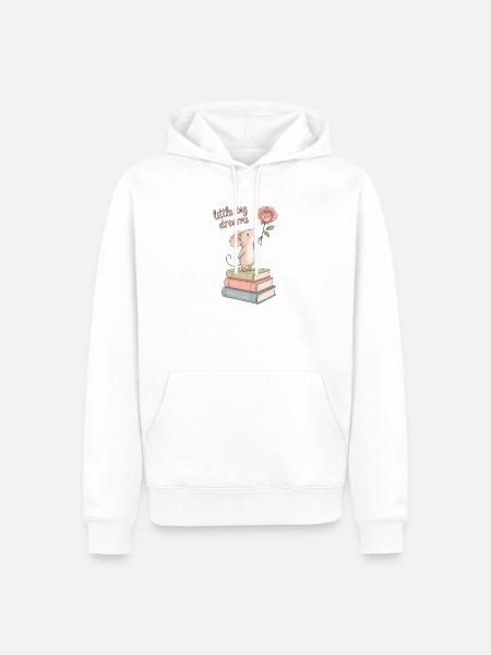 Süße Maus mit Büchern - Männer Premium Bio Hoodie - Weiß