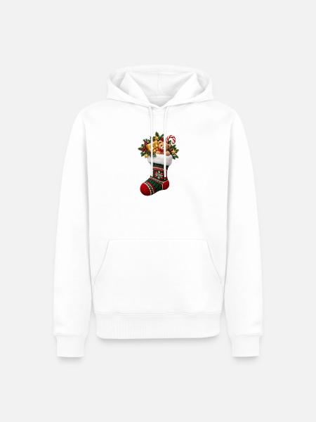Weihnachtsstrumpf mit Teddy - Männer Premium Bio Hoodie - Weiß