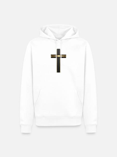 Schwarzes Kreuz mit Goldrand - Männer Premium Bio Hoodie - Weiß