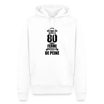 c'est mon anniversaire j'ai pris 80 ans ferme - Sweat à capuche Premium bio Homme - blanc - Devant - Nico (187cm)