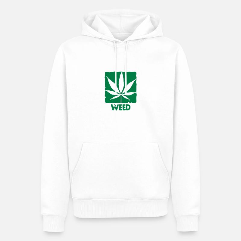 weed with boxed leaf - Sweat à capuche Premium bio Homme - blanc