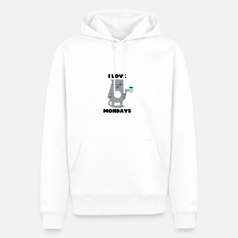 I love mondays - Cat Grumpy - Männer Premium Bio Hoodie - Weiß