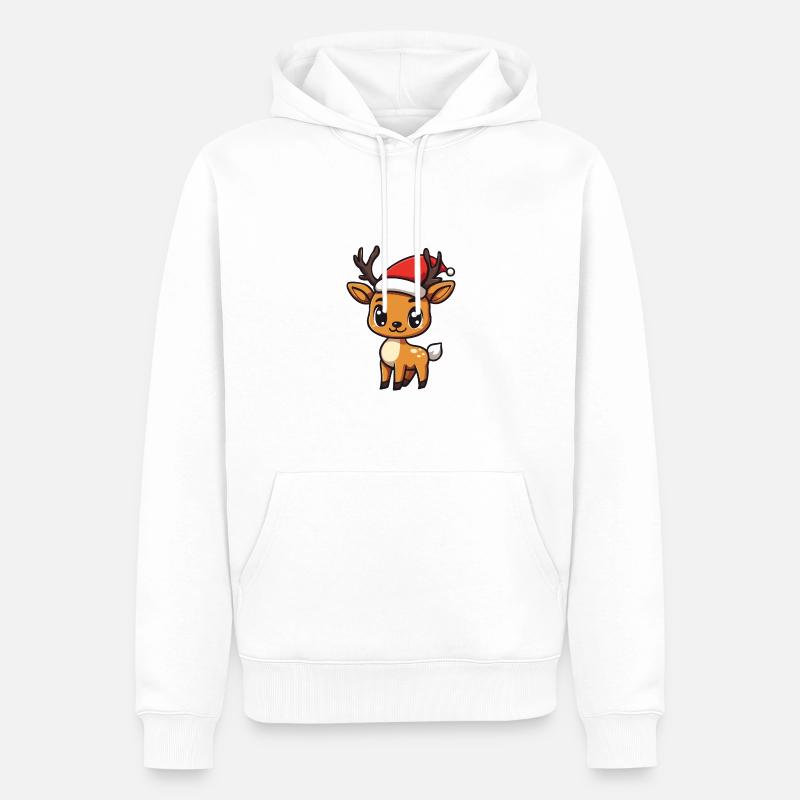 Cerf Noël Mignon - Sweat à capuche Premium bio Homme - blanc