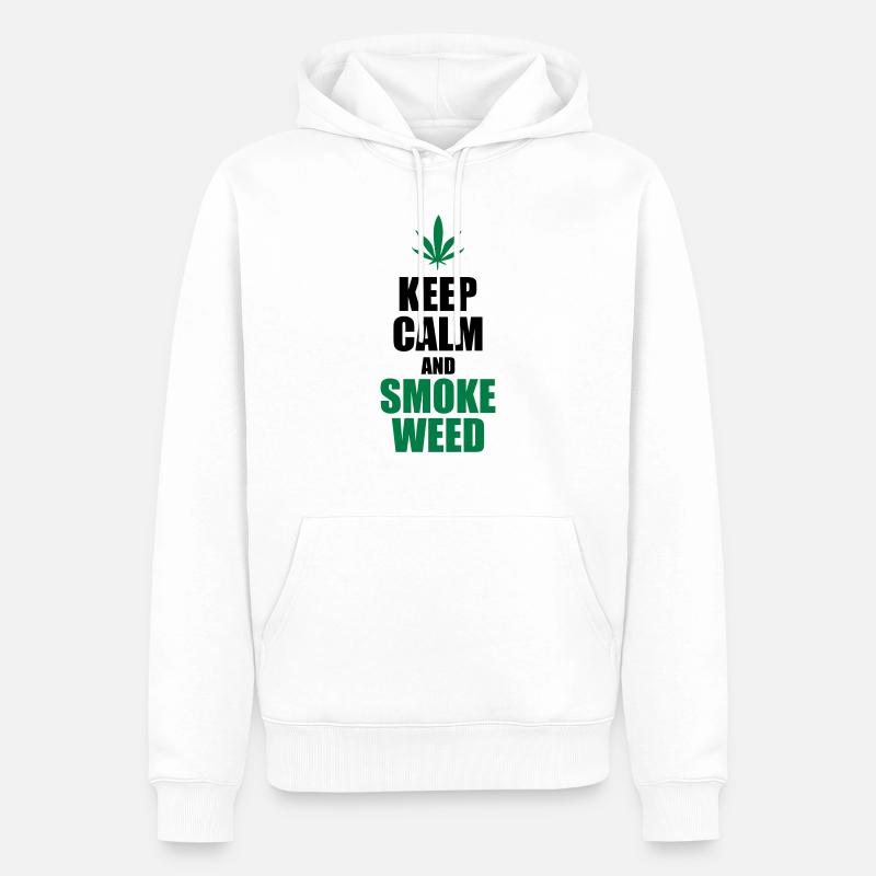 Keep Calm and Smoke Weed - Sweat à capuche Premium bio Homme - blanc