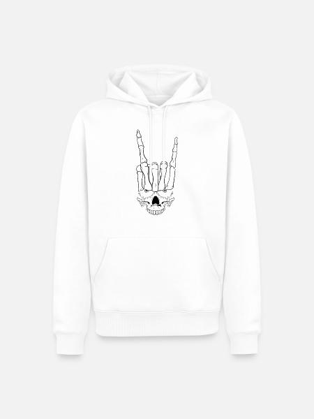 SkullHand black & white - Männer Premium Bio Hoodie - Weiß