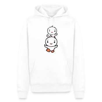 2 Canards Papa Bébé Enfant Piggyback Running Head Fun - Sweat à capuche Premium bio Homme - blanc - Devant - Nico (187cm)