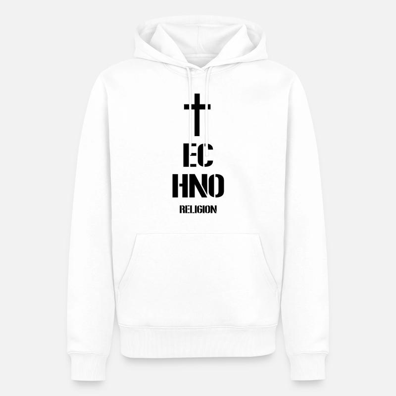 Techno - Techno music - techno religion - Männer Premium Bio Hoodie - Weiß