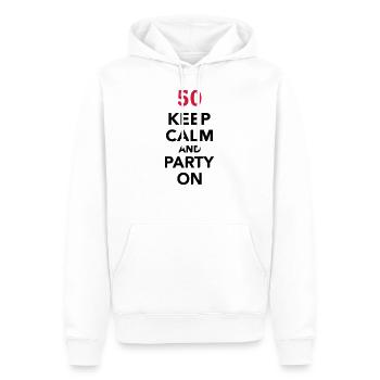 50ème anniversaire - Sweat à capuche Premium bio Homme - blanc - Devant - Nico (187cm)