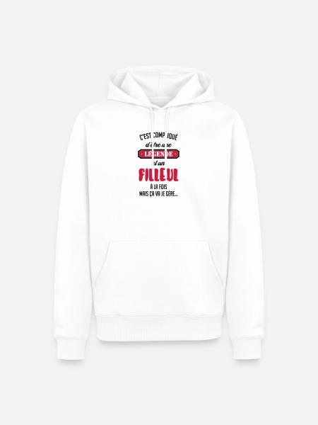 Parrain / Marraine / Filleule / Filleul / Baptême - Sweat à capuche Premium bio Homme - blanc