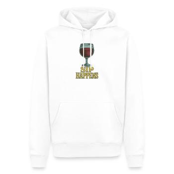 Whimsical Wine Glass Sip Happens Design - Men’s Premium Organic Hoodie - white - Front - Nico (187cm)