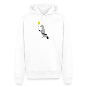 Pigeon with Balloon – Art urbain minimaliste - Sweat à capuche Premium bio Homme - blanc - Devant - Nico (187cm)