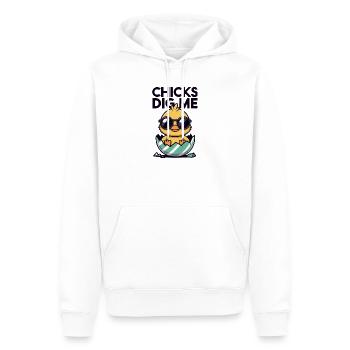 Chicks Dig Me Funny Duck Egg Design - Men’s Premium Organic Hoodie - white - Front - Nico (187cm)