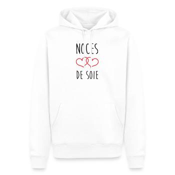 Noces de Soie 12 ans de mariage - Sweat à capuche Premium bio Homme - blanc - Devant - Nico (187cm)
