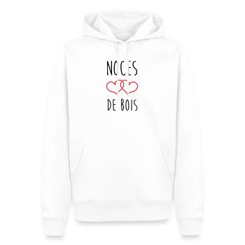 Holz-Hochzeitstag – 5 Jahre Ehe - Männer Premium Bio Hoodie - Weiß - Vorne - Nico (187cm)