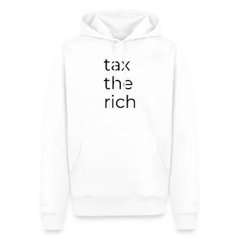 Taxer les riches - Sweat à capuche Premium bio Homme - blanc - Devant - Nico (187cm)