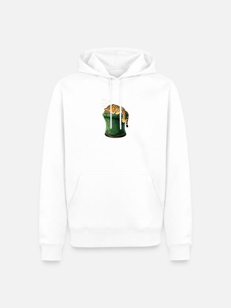 Schlafender Leopard auf Zylinderhut - Männer Premium Bio Hoodie - Weiß