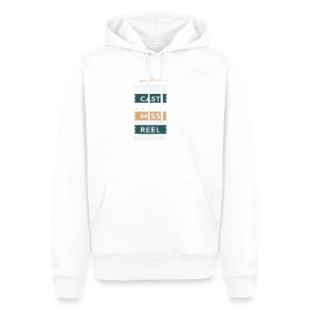 Pêche rétro Cast Miss Reel - Sweat à capuche Premium bio Homme - blanc - Devant - Nico (187cm)