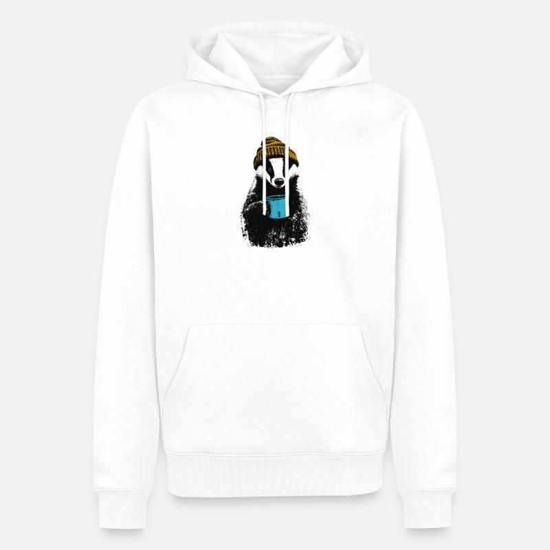 Blaireau du Café - Sweat à capuche Premium bio Homme - blanc