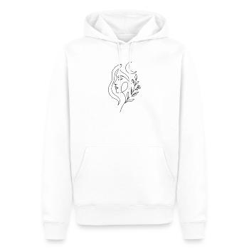 Minimalist Celestial Woman with Botanical Elements - Men’s Premium Organic Hoodie - white - Front - Nico (187cm)