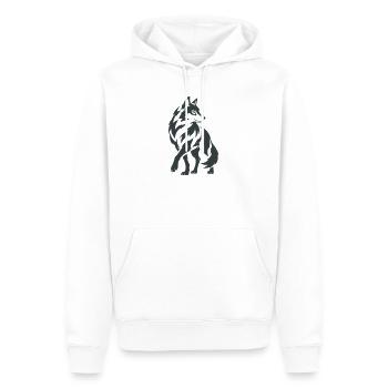 Geometrischer Wolf – Silhouette - Männer Premium Bio Hoodie - Weiß - Vorne - Nico (187cm)