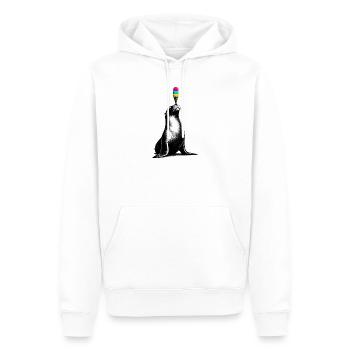 Seelöwe mit Eis im Stencil Style   - Men’s Premium Organic Hoodie - white - Front - Nico (187cm)