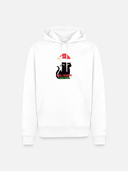 Weihnachtskatzen-Weihnachtsmütze – Stummer Beobachter-Humor - Männer Premium Bio Hoodie - Weiß